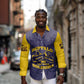 Personalized Buffalo Soldier Long Sleeve Button Shirt African American Heroes - Navy Blue - African Pride