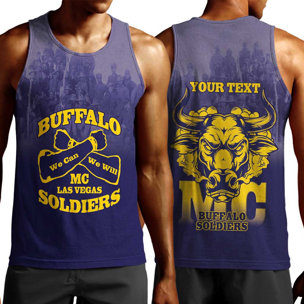 Personalized Buffalo Soldier Men Tank Top African American Heroes - Navy Blue - African Pride