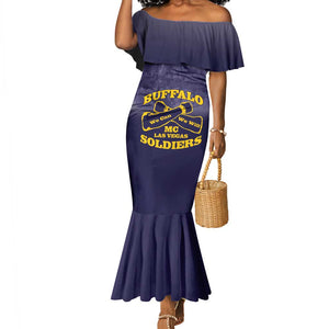 Personalized Buffalo Soldier Mermaid Dress African American Heroes - Navy Blue - African Pride