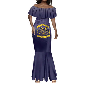Personalized Buffalo Soldier Mermaid Dress African American Heroes - Navy Blue - African Pride