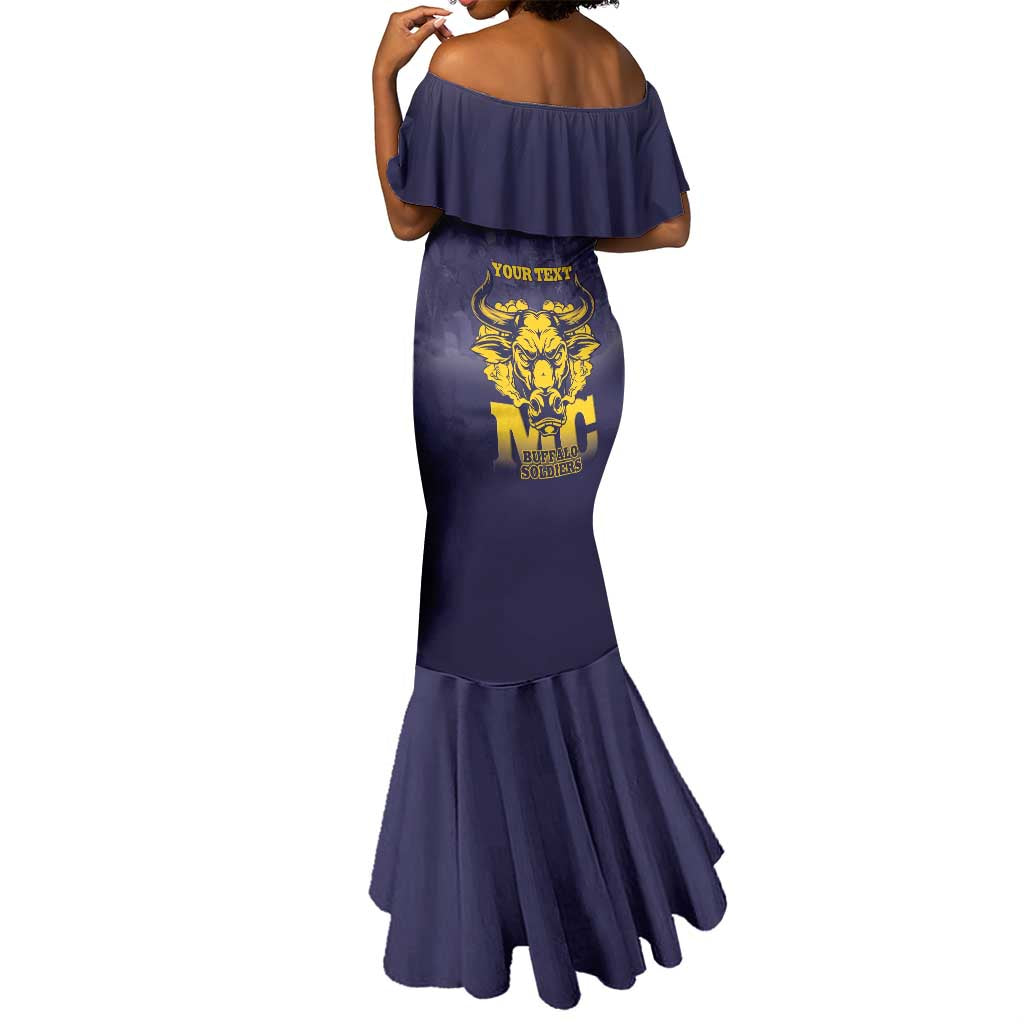 Personalized Buffalo Soldier Mermaid Dress African American Heroes - Navy Blue - African Pride