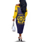Personalized Buffalo Soldier Off The Shoulder Long Sleeve Dress African American Heroes - Navy Blue - African Pride