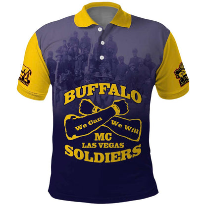 Personalized Buffalo Soldier Polo Shirt African American Heroes - Navy Blue - African Pride