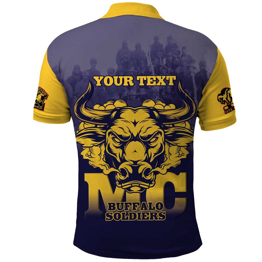 Personalized Buffalo Soldier Polo Shirt African American Heroes - Navy Blue - African Pride