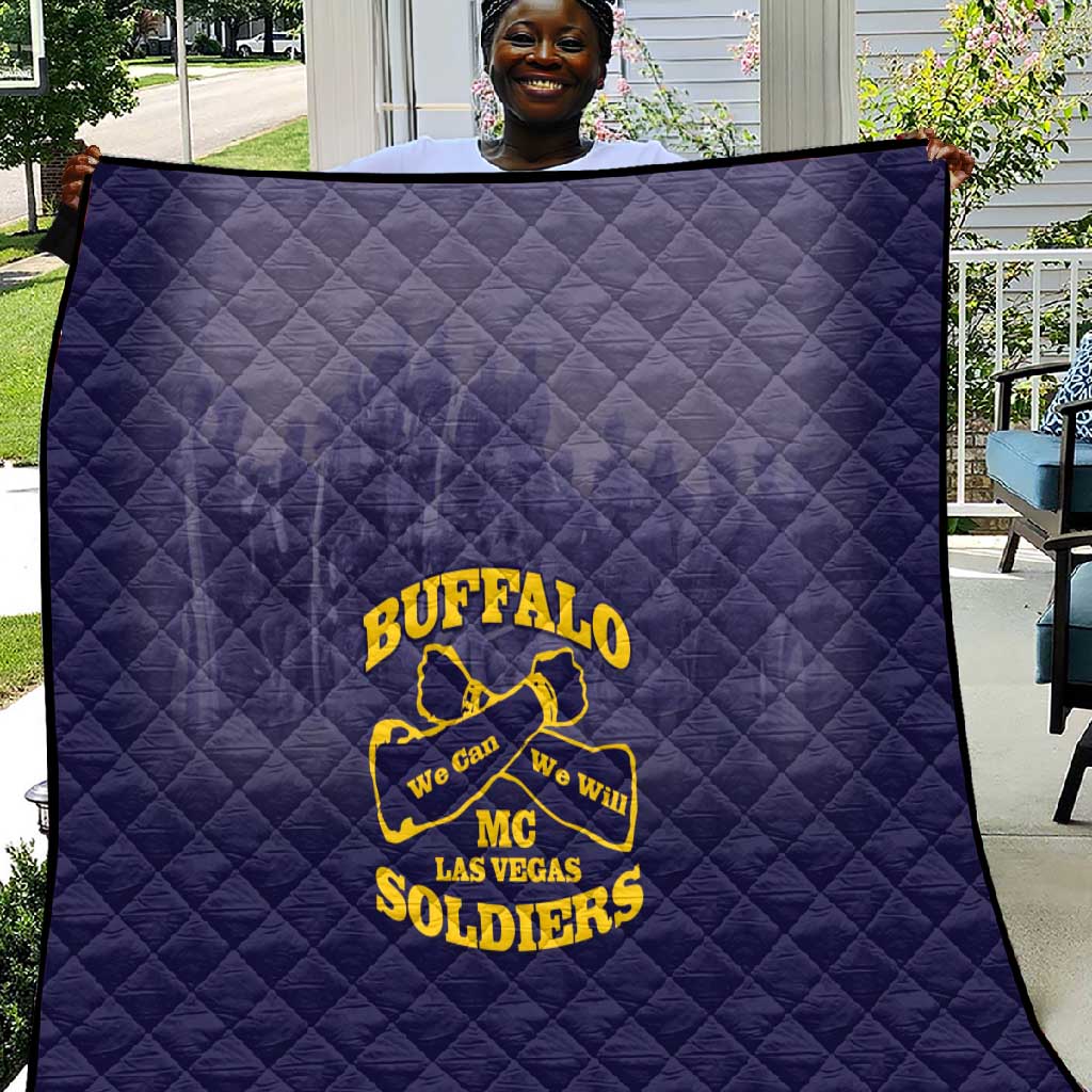 Buffalo Soldier Quilt African American Heroes - Navy Blue - African Pride