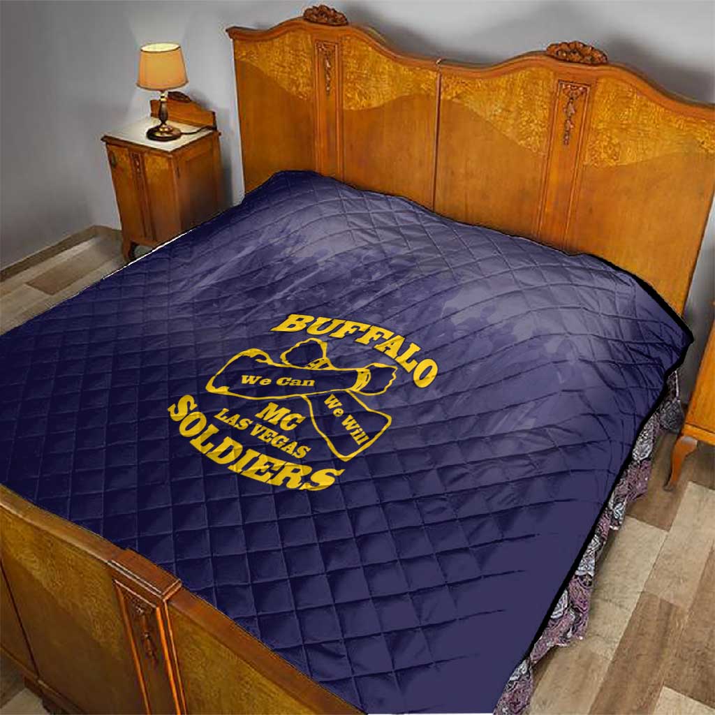 Buffalo Soldier Quilt African American Heroes - Navy Blue - African Pride