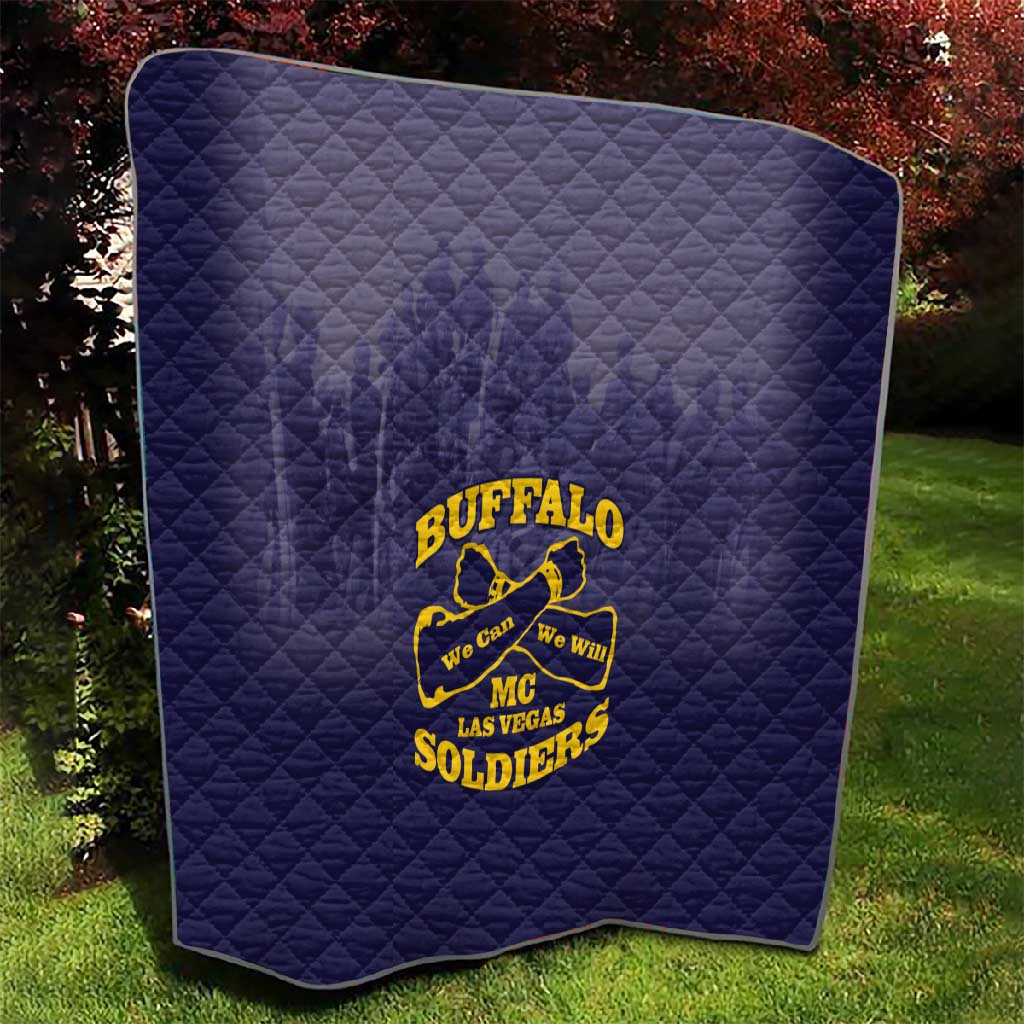 Buffalo Soldier Quilt African American Heroes - Navy Blue - African Pride