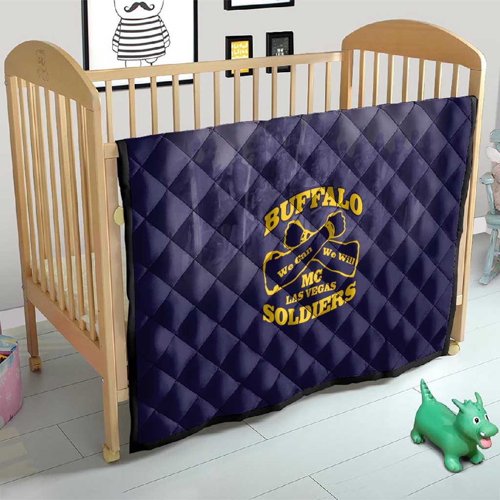 Buffalo Soldier Quilt African American Heroes - Navy Blue - African Pride