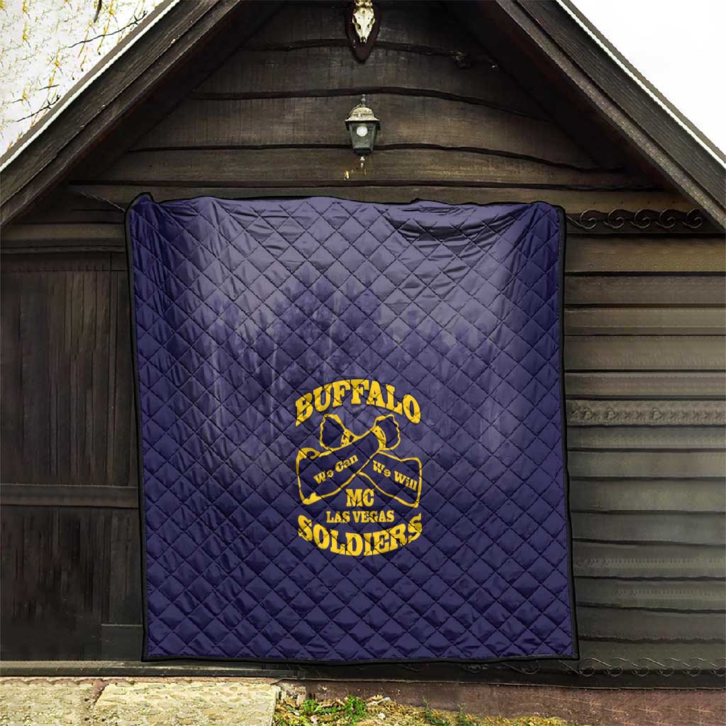 Buffalo Soldier Quilt African American Heroes - Navy Blue - African Pride