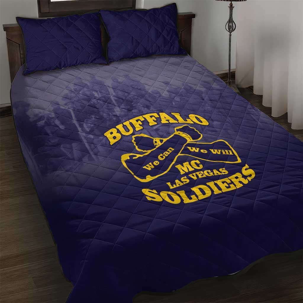 Buffalo Soldier Quilt Bed Set African American Heroes - Navy Blue - African Pride