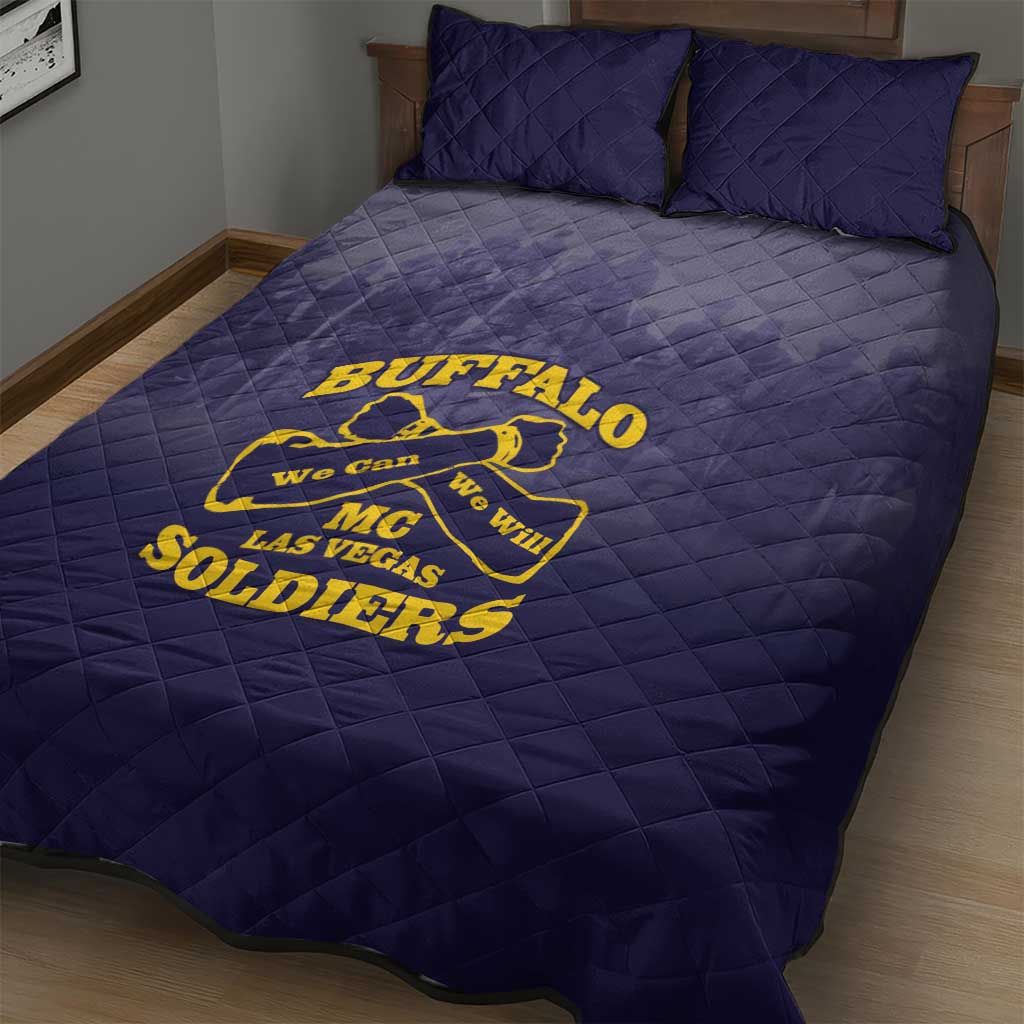 Buffalo Soldier Quilt Bed Set African American Heroes - Navy Blue - African Pride