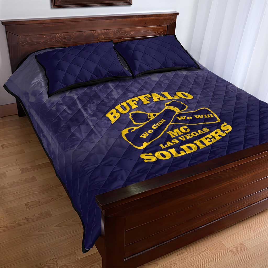 Buffalo Soldier Quilt Bed Set African American Heroes - Navy Blue - African Pride