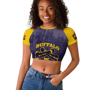 Personalized Buffalo Soldier Raglan Cropped T shirt African American Heroes - Navy Blue - African Pride