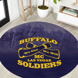 Buffalo Soldier Round Carpet African American Heroes - Navy Blue - African Pride
