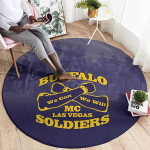 Buffalo Soldier Round Carpet African American Heroes - Navy Blue - African Pride