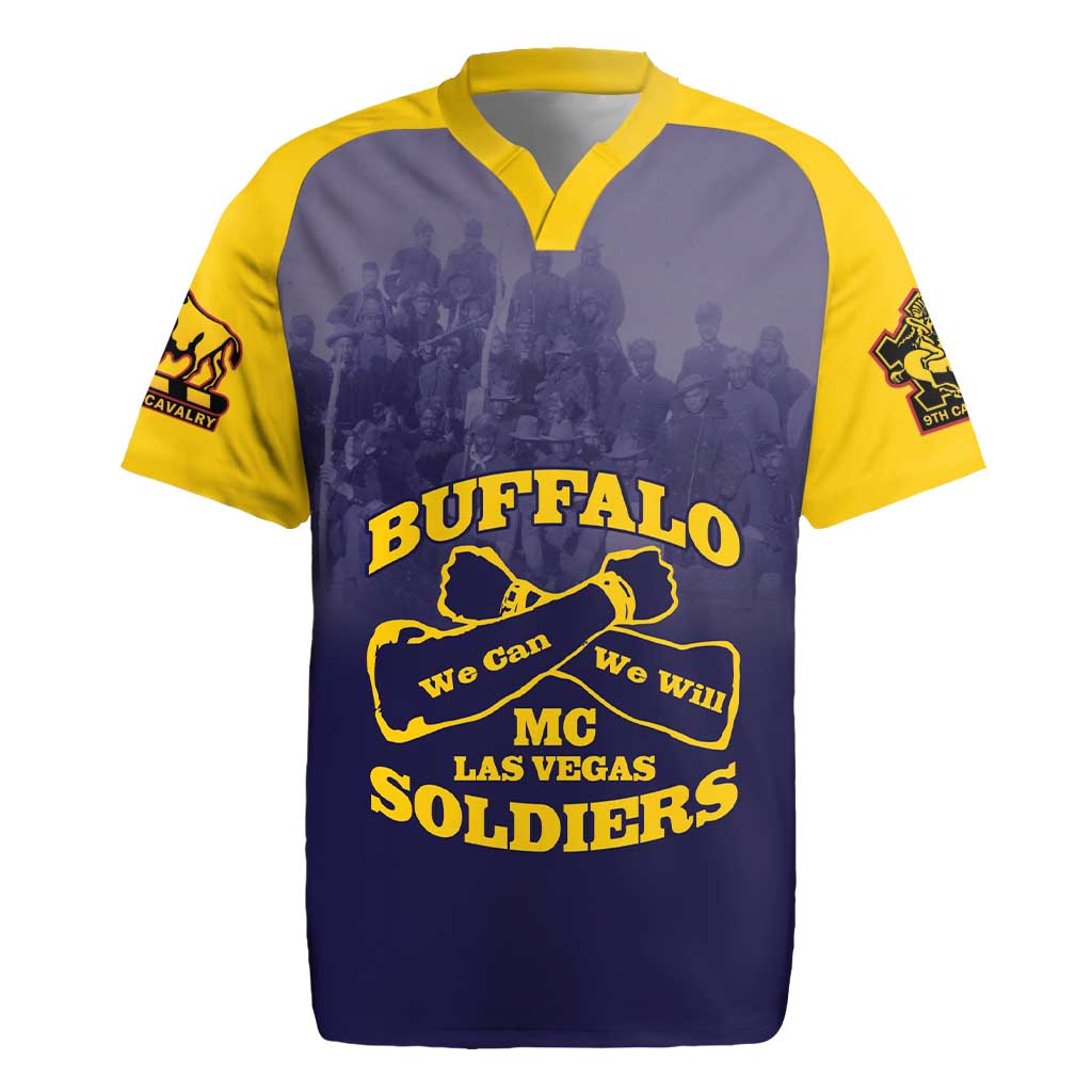 Personalized Buffalo Soldier Rugby Jersey African American Heroes - Navy Blue - African Pride