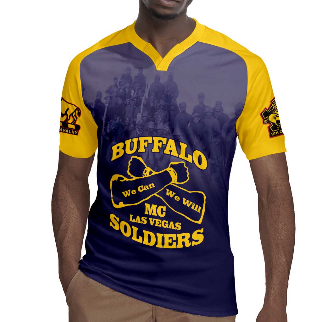 Personalized Buffalo Soldier Rugby Jersey African American Heroes - Navy Blue - African Pride
