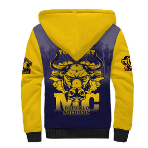 Personalized Buffalo Soldier Sherpa Hoodie African American Heroes - Navy Blue - African Pride