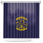 Buffalo Soldier Shower Curtain African American Heroes - Navy Blue - African Pride