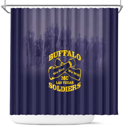 Buffalo Soldier Shower Curtain African American Heroes - Navy Blue - African Pride