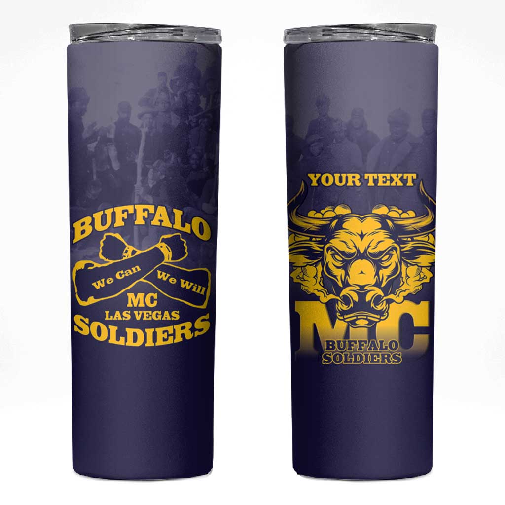 Personalized Buffalo Soldier Skinny Tumbler African American Heroes - Navy Blue - African Pride