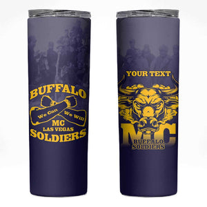 Personalized Buffalo Soldier Skinny Tumbler African American Heroes - Navy Blue - African Pride