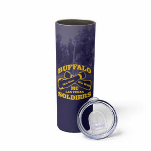 Personalized Buffalo Soldier Skinny Tumbler African American Heroes - Navy Blue - African Pride