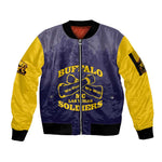 Personalized Buffalo Soldier Sleeve Zip Bomber Jacket African American Heroes - Navy Blue - African Pride