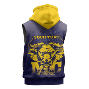 Personalized Buffalo Soldier Sleeveless Zip Hoodie African American Heroes - Navy Blue - African Pride