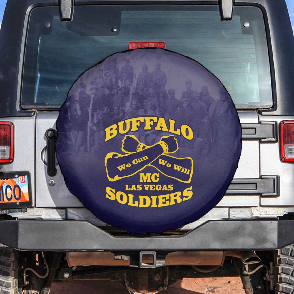 Buffalo Soldier Spare Tire Cover African American Heroes - Navy Blue - African Pride