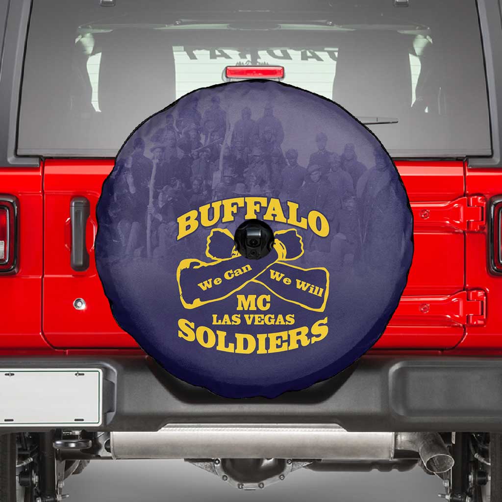 Buffalo Soldier Spare Tire Cover African American Heroes - Navy Blue - African Pride