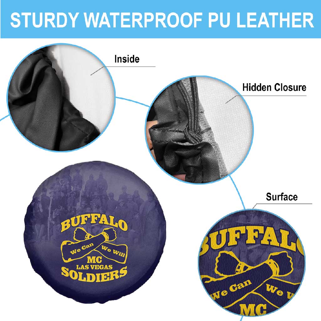 Buffalo Soldier Spare Tire Cover African American Heroes - Navy Blue - African Pride