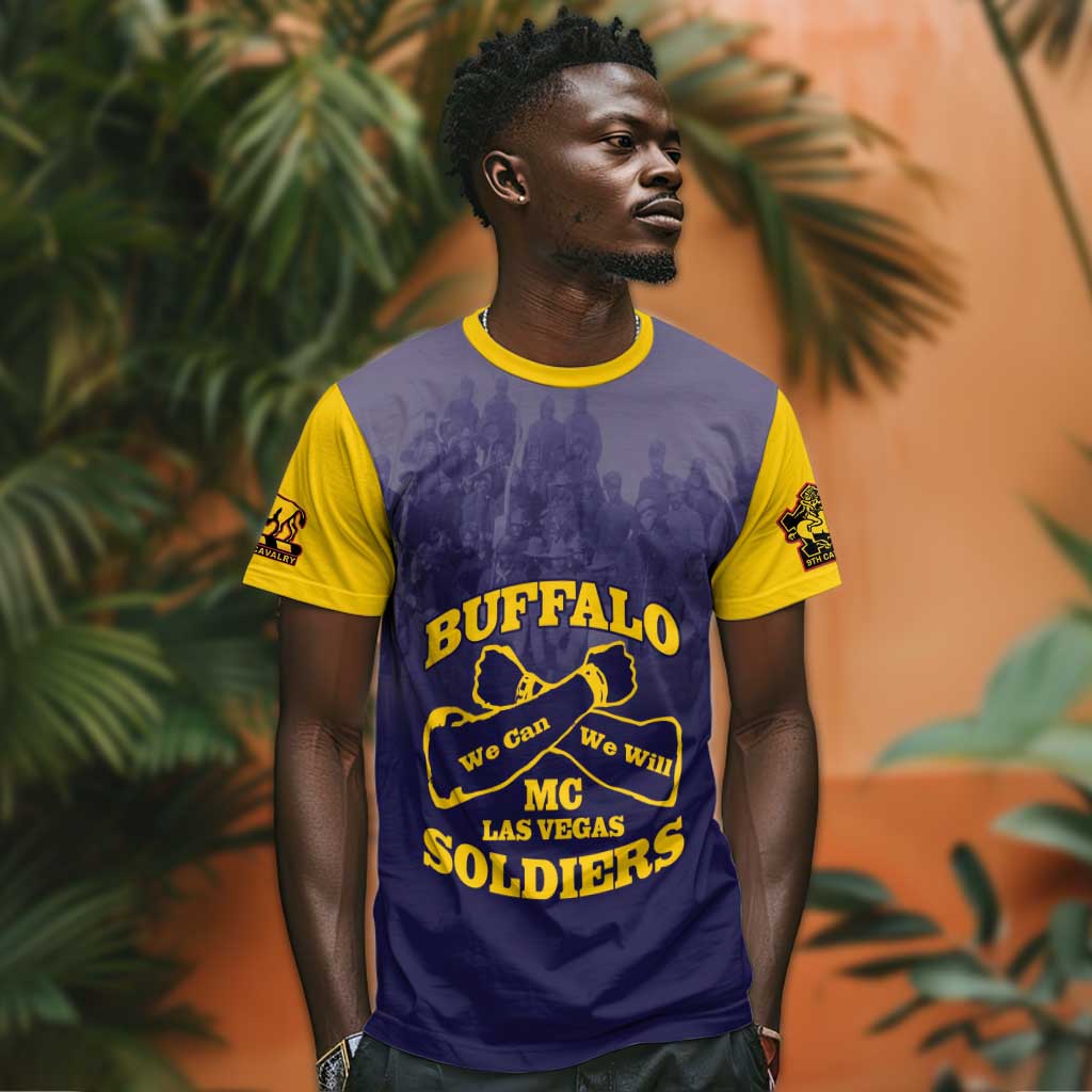 Personalized Buffalo Soldier T shirt African American Heroes - Navy Blue - African Pride