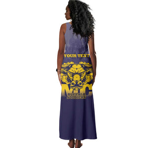 Personalized Buffalo Soldier Tank Maxi Dress African American Heroes - Navy Blue - African Pride