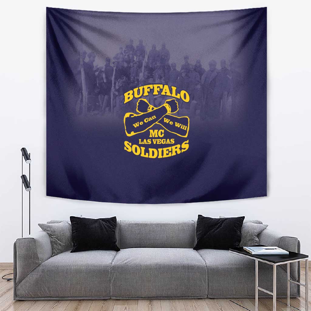 Buffalo Soldier Tapestry African American Heroes - Navy Blue - African Pride