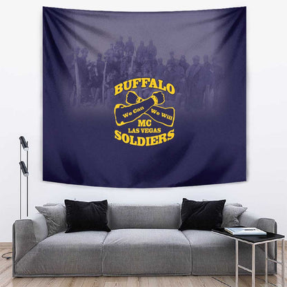Buffalo Soldier Tapestry African American Heroes - Navy Blue - African Pride