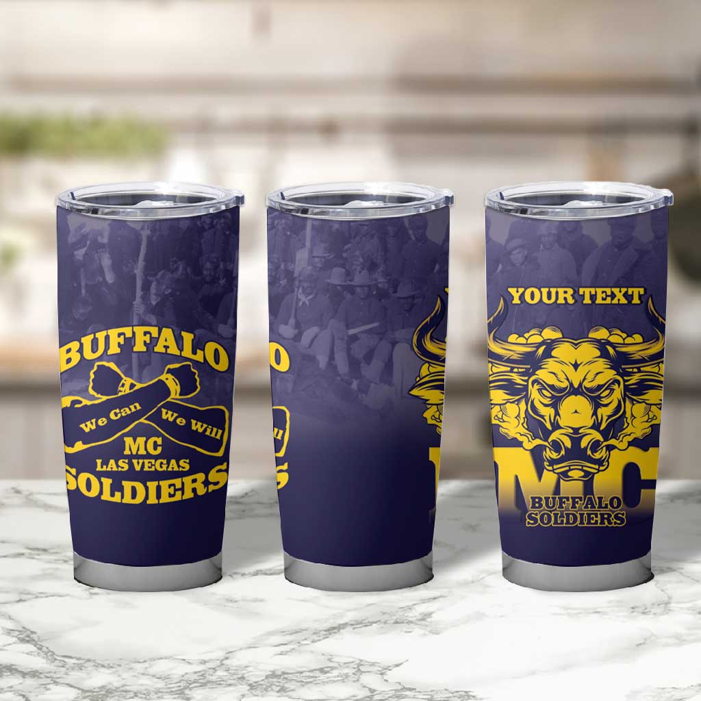 Personalized Buffalo Soldier Tumbler Cup African American Heroes - Navy Blue - African Pride
