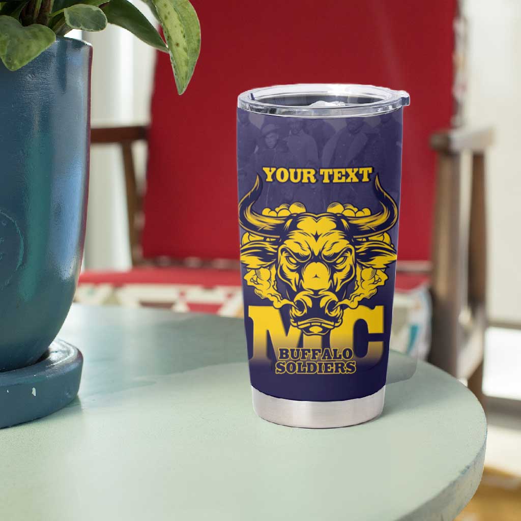Personalized Buffalo Soldier Tumbler Cup African American Heroes - Navy Blue - African Pride