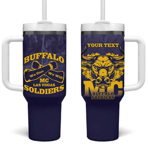 Personalized Buffalo Soldier Tumbler With Handle African American Heroes - Navy Blue - African Pride