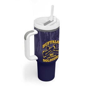 Personalized Buffalo Soldier Tumbler With Handle African American Heroes - Navy Blue - African Pride