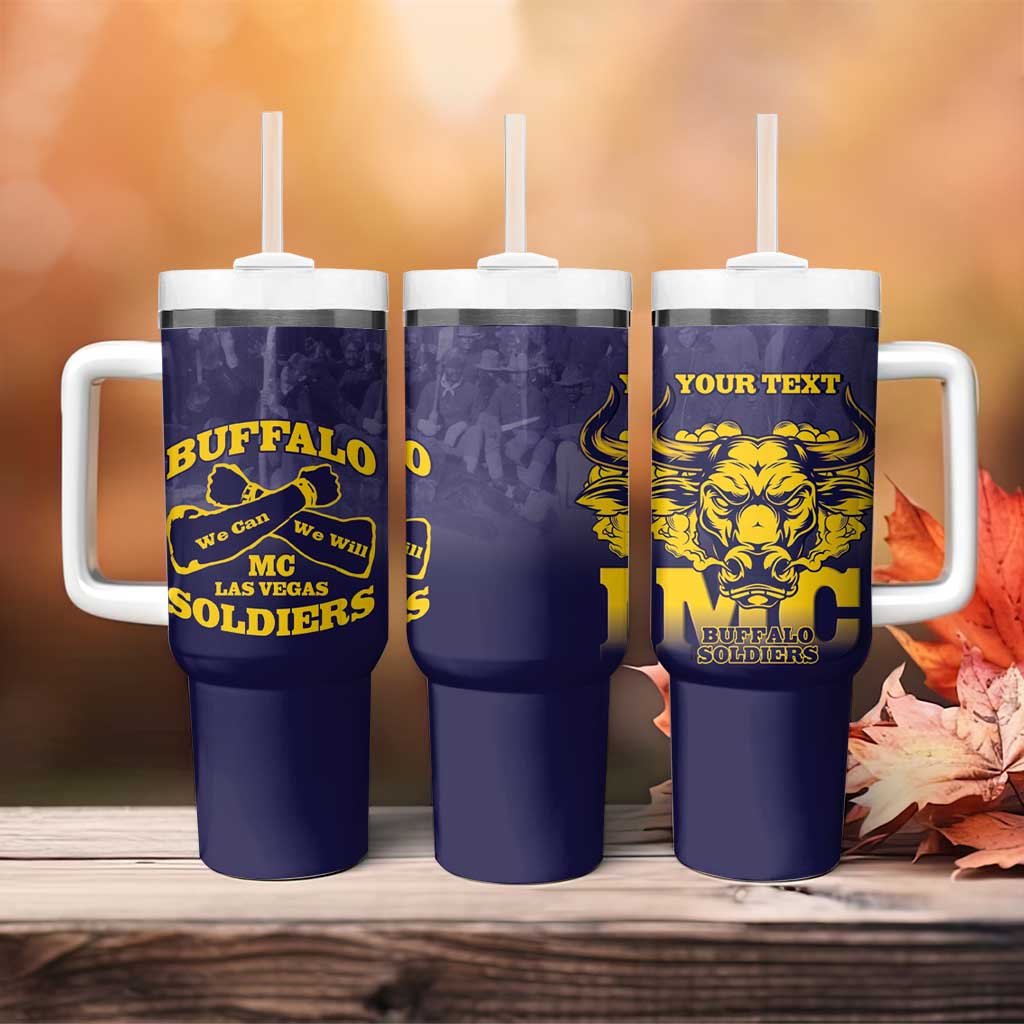 Personalized Buffalo Soldier Tumbler With Handle African American Heroes - Navy Blue - African Pride