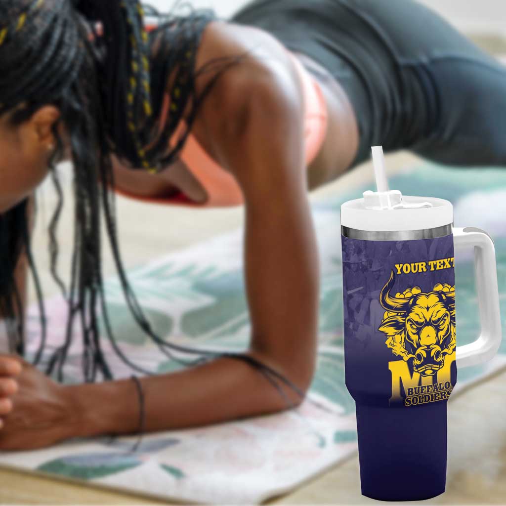 Personalized Buffalo Soldier Tumbler With Handle African American Heroes - Navy Blue - African Pride