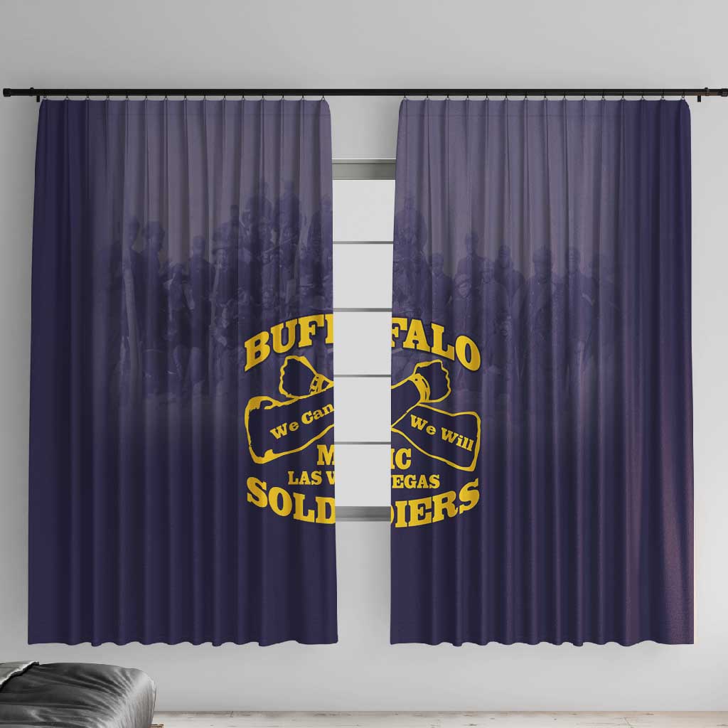 Buffalo Soldier Window Curtain African American Heroes - Navy Blue - African Pride