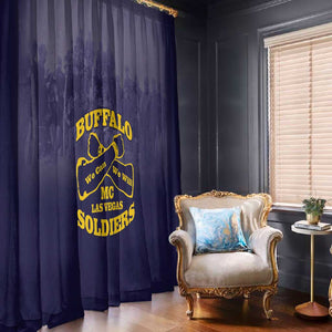 Buffalo Soldier Window Curtain African American Heroes - Navy Blue - African Pride