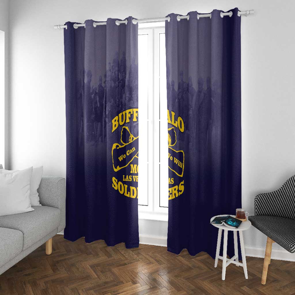 Buffalo Soldier Window Curtain African American Heroes - Navy Blue - African Pride