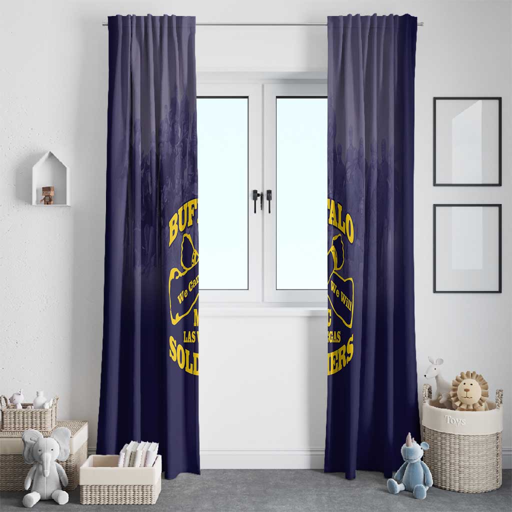 Buffalo Soldier Window Curtain African American Heroes - Navy Blue - African Pride