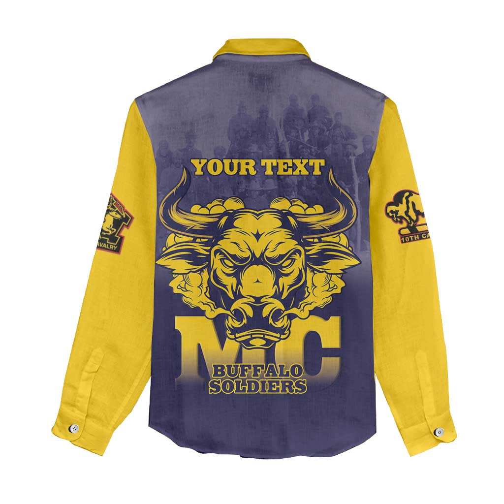 Personalized Buffalo Soldier Women Casual Shirt African American Heroes - Navy Blue - African Pride