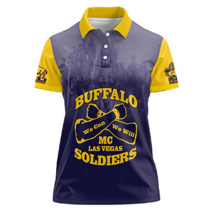 Personalized Buffalo Soldier Women Polo Shirt African American Heroes - Navy Blue - African Pride