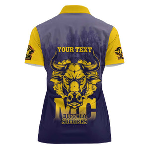 Personalized Buffalo Soldier Women Polo Shirt African American Heroes - Navy Blue - African Pride