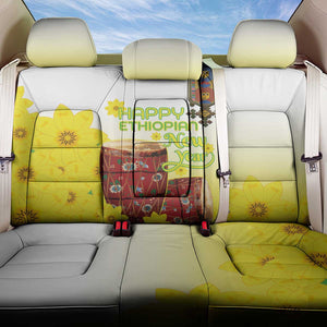 Melkam Enkutatash Ethiopian Back Car Seat Cover Kebero Drum With Adey Abeba Flower - African Pride